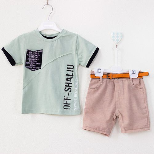 Комплект двойка Футболка + шорты babyhood Off-shaliu KOD-2137B, Ментоловый