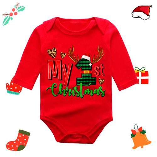 Kalta yengli yangi yil bodi yuraklar first christmas BN2224D, Qizil