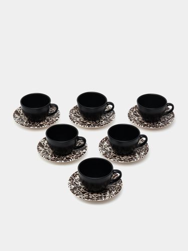 Керамический чайный сервиз Keramika Kera, 12 шт, Черный, 48300000 UZS