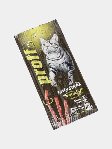 Колбаски для кошек Proff Cat, с кальмаром, 3 шт, купить недорого