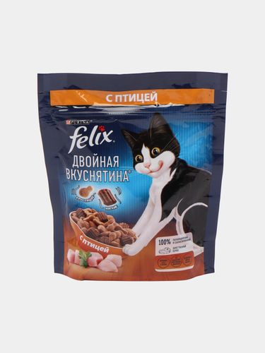 Сухой корм для кошек Purina Felix Двойная вкуснятина с птицей, 200 гр