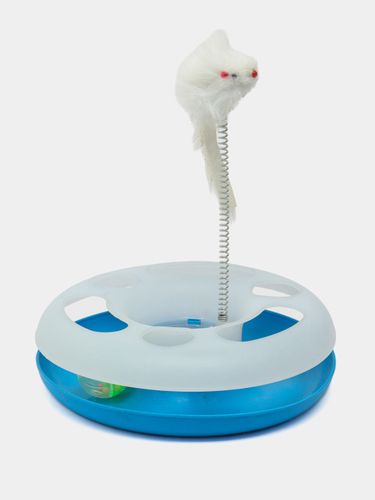 Интерактивная игрушка Pet toys, трек-круг для кошек на пружине с мышью и шариком