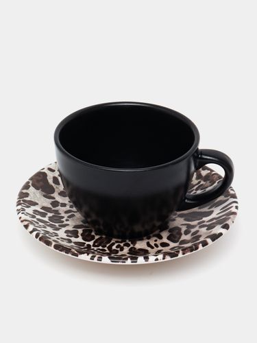Керамический чайный сервиз Keramika Kera, 12 шт, Черный, купить недорого