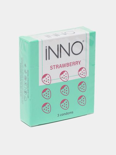 презервативы INNO бирюзовый-Strawberry, 3 шт, купить недорого