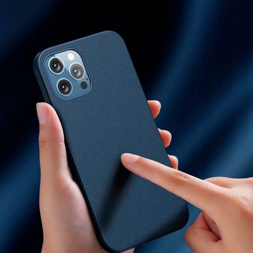 Чехол кожаный для iPhone 12 Pro Max Baseus Magnetic Leather Case 2020, Синий, arzon