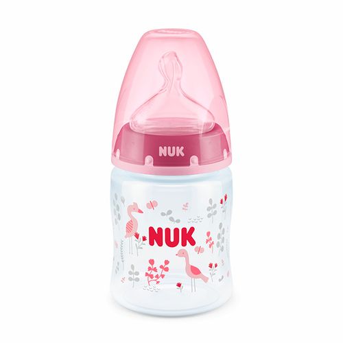 NUK Пластиковая бутылочка First Choice+ фламинго, с рождения, 150 мл, Розовый