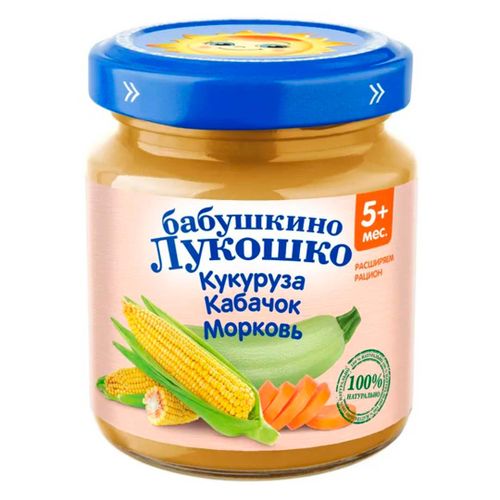 Пюре Бабушкино лукошко кукуруза-кабачки-морковь, 100 г