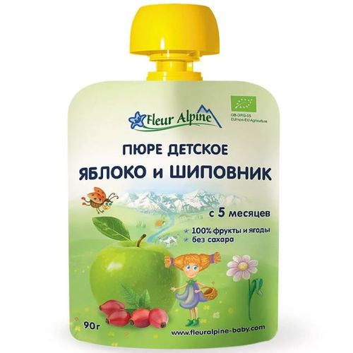 Пюре Fleur Alpine Яблоко и шиповник, 90 г