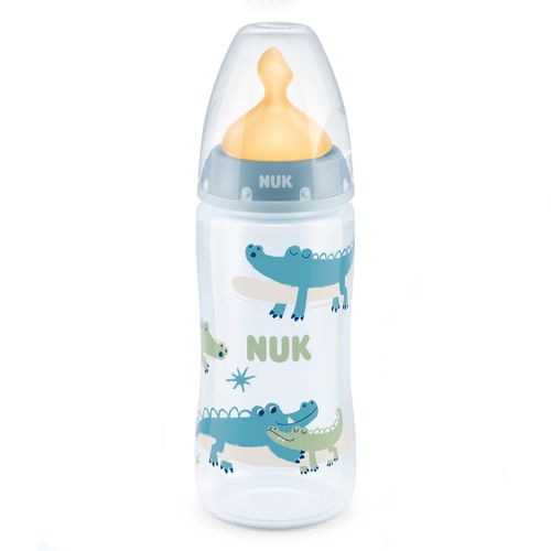Бутылочка NUK First Choice+ Латекс Крокодил, 0-6 месяцев, 300 мл, Голубой
