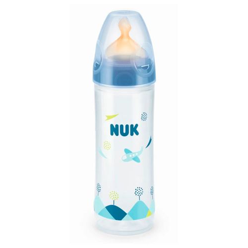 Бутылочка NUK Латекс Самолетик, 6+ месяцев, 250 мл, Синий