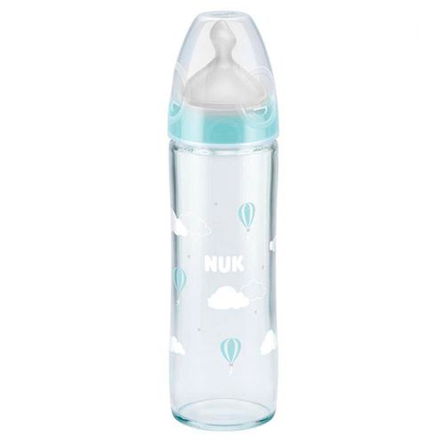Бутылочка стеклянная NUK  New Classik First Choice+, 0-6 месяцев, 240 мл, Голубой