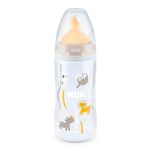 Бутылочка NUK First Choice+ Латекс Сафари, 0-6 месяцев, 300 мл, Серый