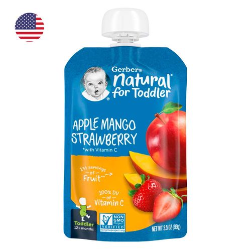 Пюре Gerber Natural for Baby яблоко манго клубника, 99 гр