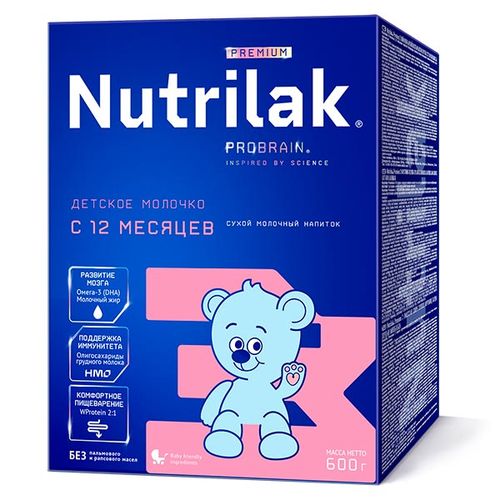 Nutrilak Premium 3 sutli aralashma, 12 oydan boshlab, 600 g