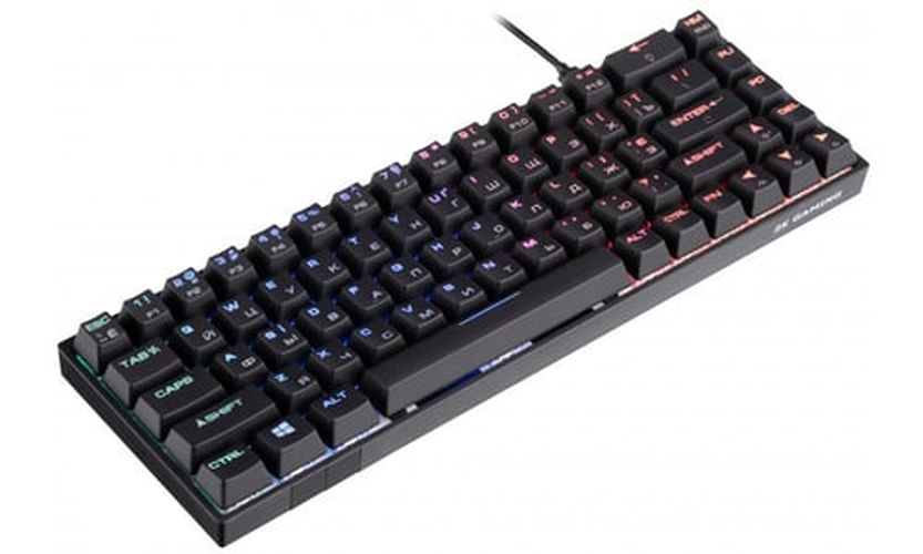 O'yin klaviaturasi 2E Gaming KG370 RGB 68 Key Gateron Switch USB, qizil