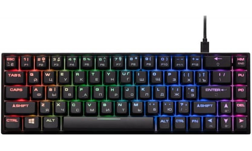 Игровая клавиатура 2E Gaming KG370 RGB 68 Key Gateron Switch USB, Красный