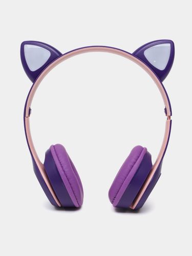 Беспроводные Bluetooth наушники с кошачьими светящимися ушками Cat Ear P47 M, Фиолетовый, arzon