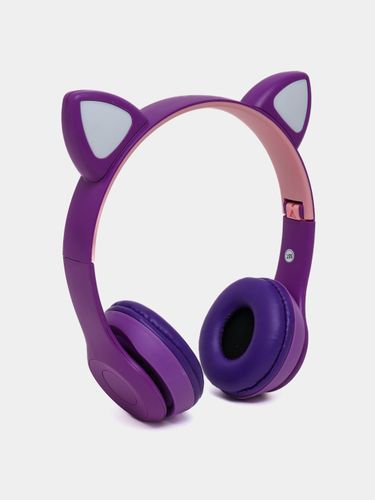Беспроводные Bluetooth наушники с кошачьими светящимися ушками Cat Ear P47 M, Фиолетовый, 5490000 UZS
