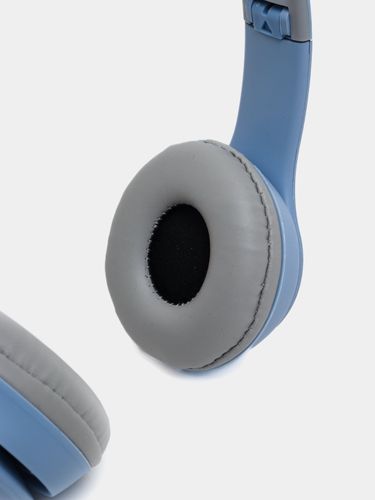 Беспроводные Bluetooth наушники с кошачьими светящимися ушками Cat Ear P47 M, Синий, фото
