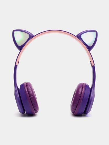 Беспроводные Bluetooth наушники с кошачьими светящимися ушками Cat Ear P47 M, Фиолетовый, купить недорого