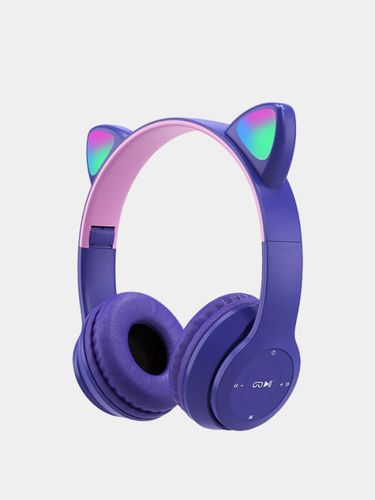 Беспроводные Bluetooth наушники с кошачьими светящимися ушками Cat Ear P47 M