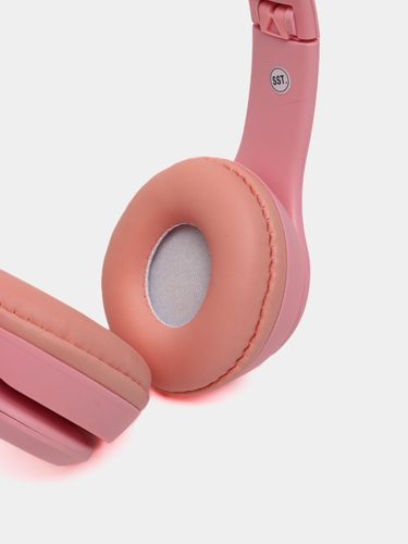 Беспроводные Bluetooth наушники с кошачьими светящимися ушками Cat Ear P47 M, Розовый, foto