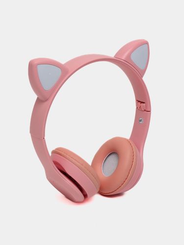 Беспроводные Bluetooth наушники с кошачьими светящимися ушками Cat Ear P47 M, Розовый, фото