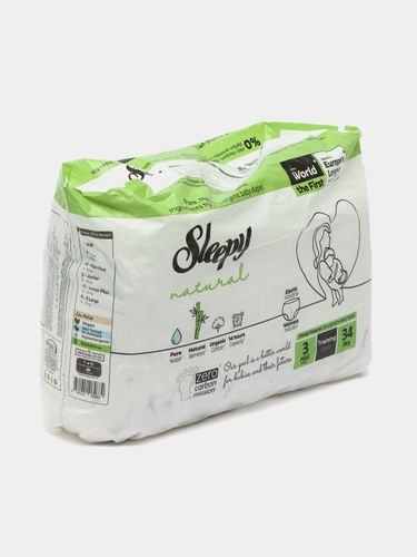 Детские подгузники Sleepy Natural №3 4-9 кг, 34 шт