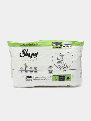 Детские подгузники Sleepy Natural Pants - №3 4-9 кг, 34 шт, купить недорого
