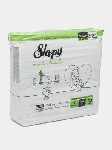 Детские подгузники Sleepy Natural Jumbo №1 2-5 кг, 80 шт, купить недорого