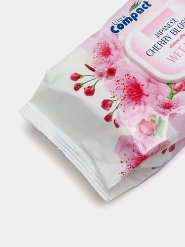 Влажные салфетки Ultra Compact "Вишневый цветок", 90 шт, купить недорого