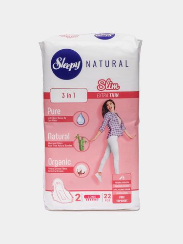 Ayollar prokladkalari Sleepy 6 tomchi "Slim" Long №2, 22 dona