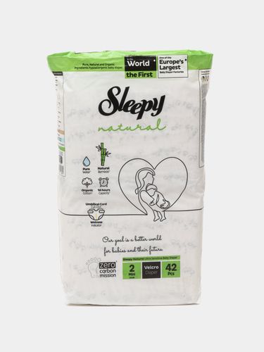 Детские подгузники Sleepy Natural №2 3-6 кг, 42 шт