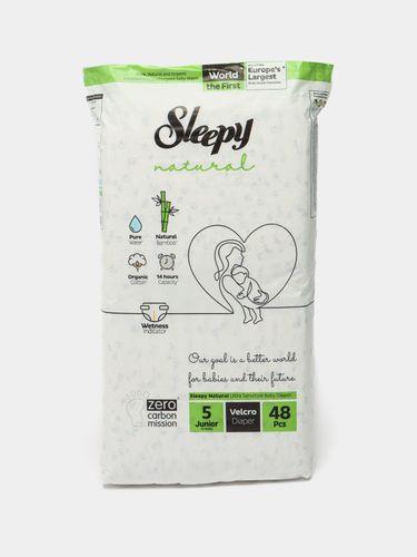 Детские подгузники Sleepy Natural Jumbo №5 11-18 кг, 48 шт, купить недорого