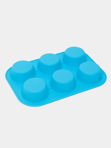 Форма силиконовая для выпечки кексов BD-25, 6 ячеек, Синий, фото