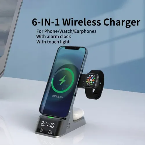 Беспроводное зарядное устройство Green Lion 6in1 15W Fast Wireless Charger, Черный, sotib olish