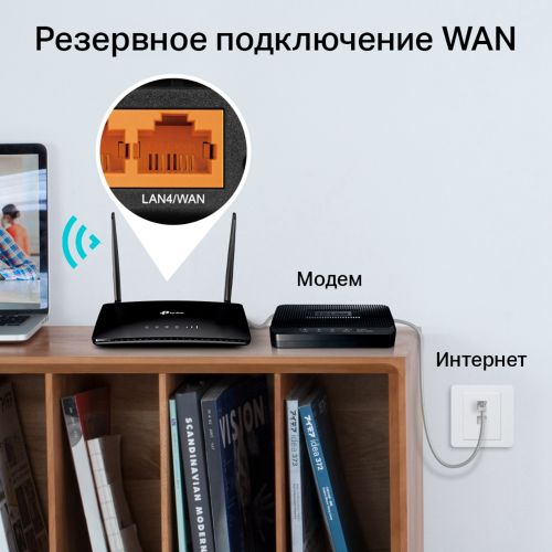 Wi-Fi роутер TP-Link Archer (AC750) MR200, Черный, фото № 4