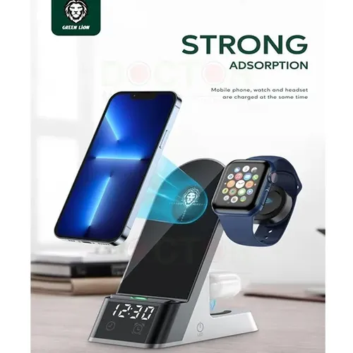 Simsiz quvvatlash qurilmasi Green Lion 6in1 15W Fast Wireless Charger, qora, купить недорого