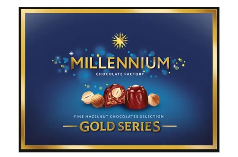 Конфеты Millennium Gold с цельным лесным орехом, 205 г