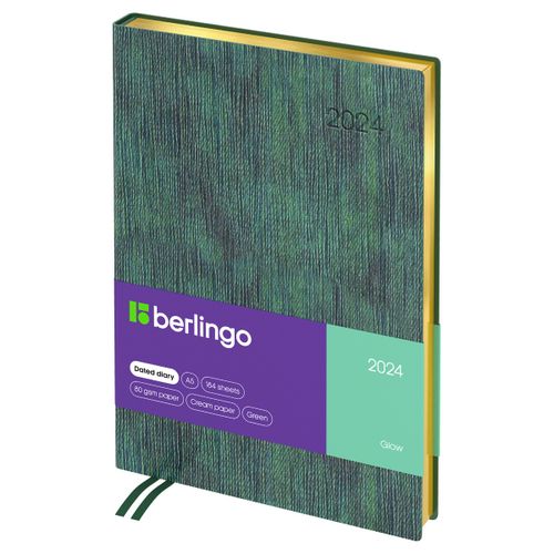Ежедневник датированный Berlingo Glow A5, 184 л, Зеленый