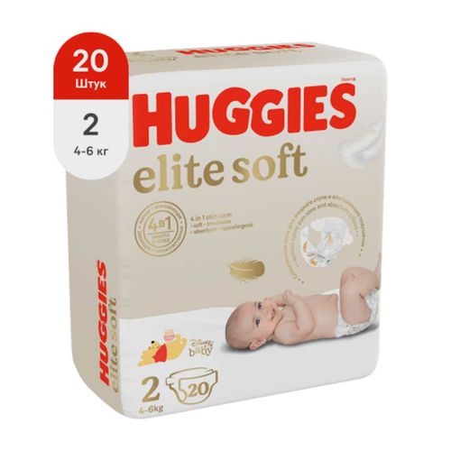 Подгузники Huggies Elite Soft, 2 (4-6 кг), 20 шт