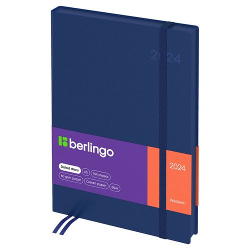 Ежедневник датированный Berlingo Western A5, 184 л, Синий