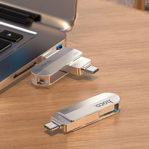 USB-флешка Hoco 2в1 UD10 USB 3.0+Type-C, 64 GB, Серебристый, купить недорого