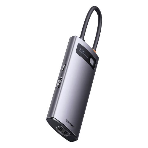 USB-hab Baseus Metal Gleam Series 6si 1da (WKWG030013), Qora, в Узбекистане