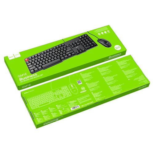 Проводная клавиатура + мышь набор Hoco GM16, Черный, 18000000 UZS