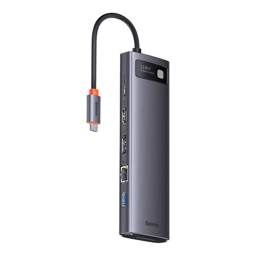 USB-hab Baseus Metal Gleam Series 12si 1da (WKWG020213), Qora