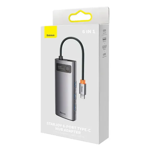 USB-хаб Baseus Metal Gleam Series 6в1 (WKWG030113), Черный, купить недорого