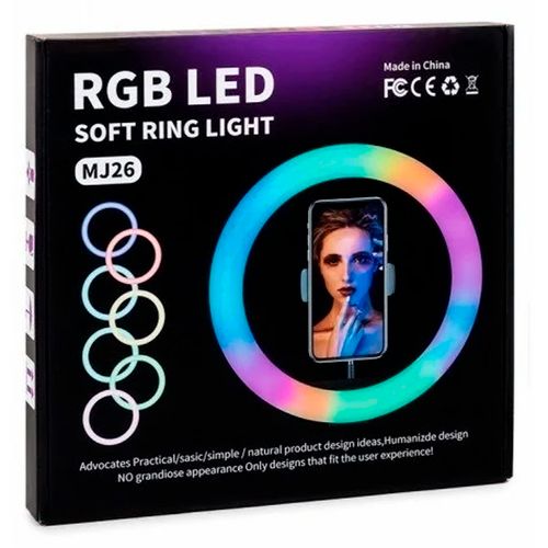 Кольцевая лампа RGB LED MJ26 (26см) без штатива, 26 см, Черный