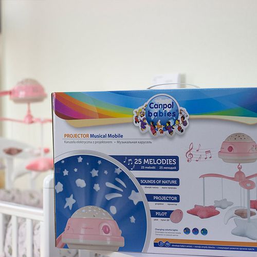 Карусель музыкальная Canpol Babies с проектором, Розовый, купить недорого
