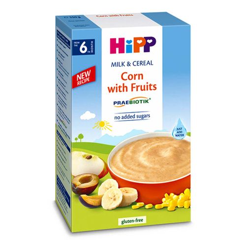 Каша HiPP молочная кукурузная с фруктами, 250 г